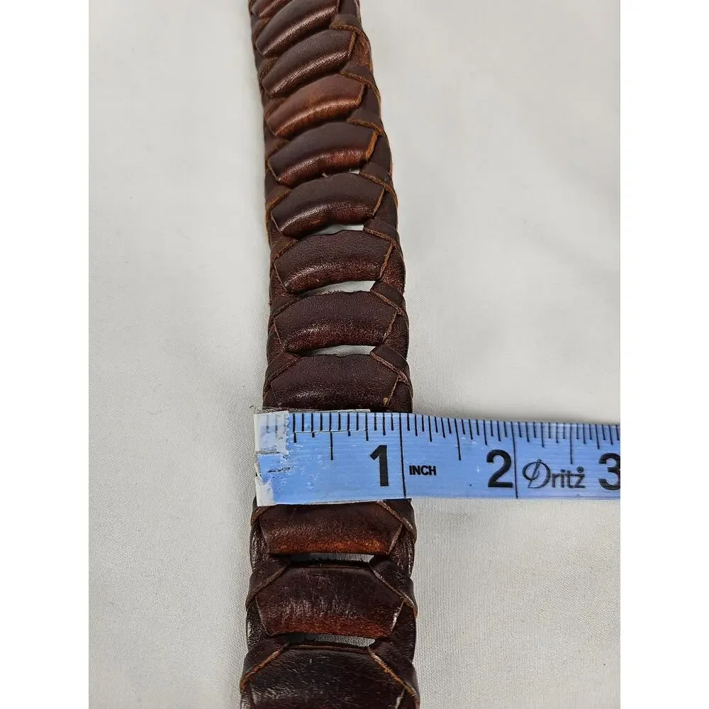 REWARD BRAND GENUINE LEATHER BRAIDED BELT SIZE 36 - DARK BROWN